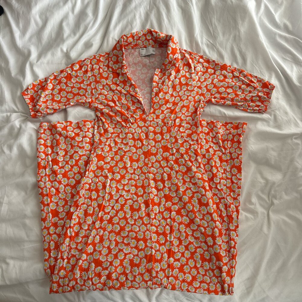 ASOS Design Orange Floral Daisy Maxi Dress